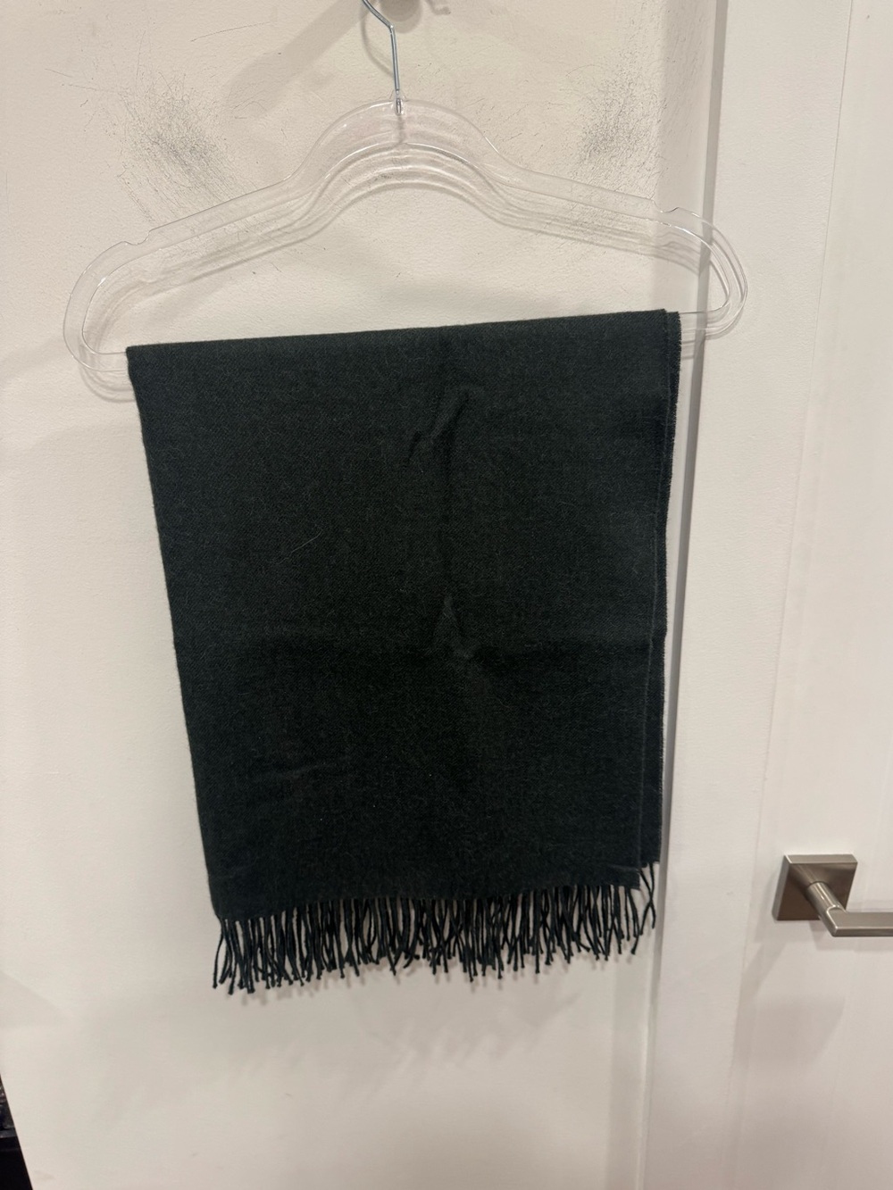 Classic Dark Green Fringe Scarf - Women’s Accessory